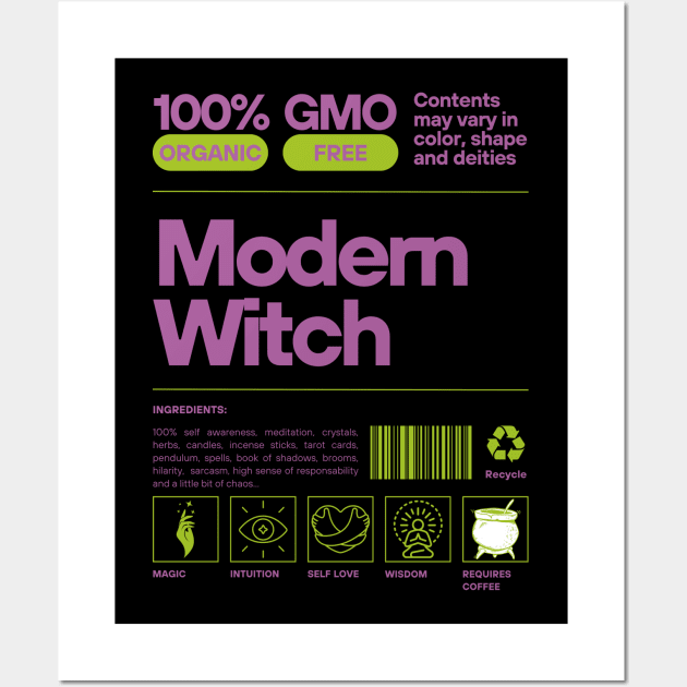 Modern Witch Nutritional Facts: Ingredients and Magical Powers Wall Art by SeleneWitchStore